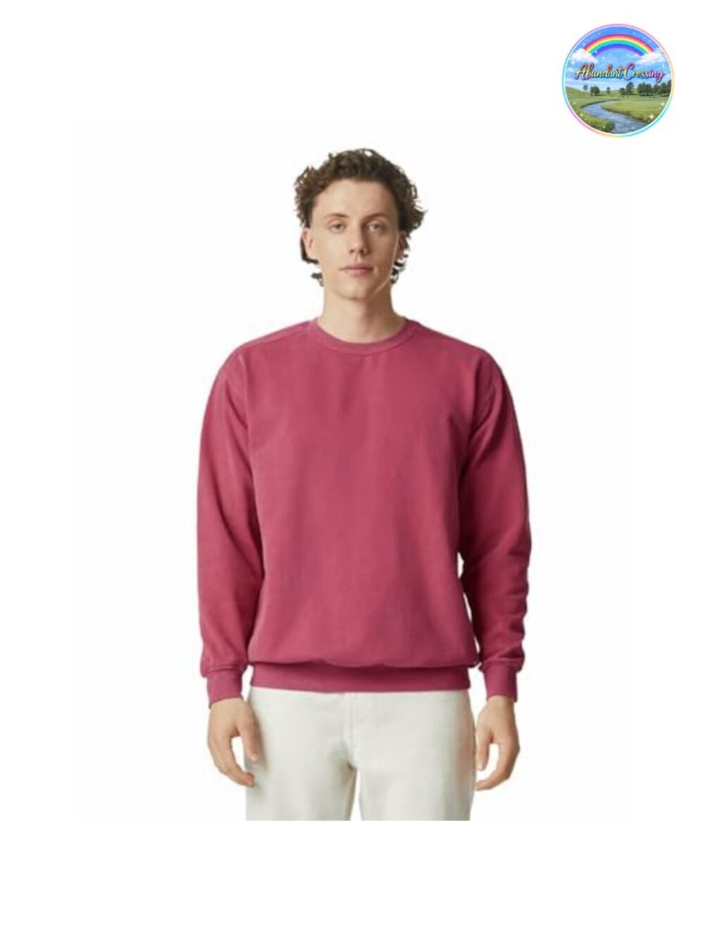 Garment-Dyed Ring Spun Fleece Crewneck Sweatshirt Relaxed Fit Loose